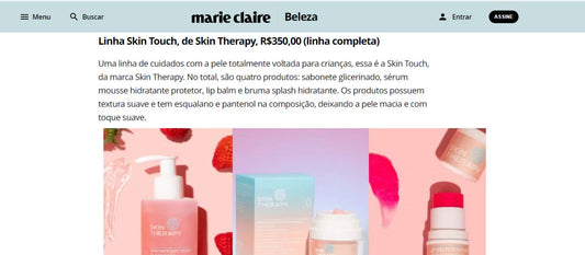 Skincare para Crianças na Revista Marie Claire